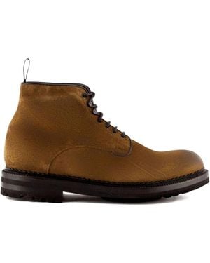 Green George Lace-Up Round-Toe Boots - Brown