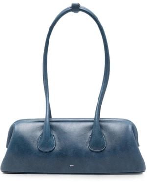 OSOI Mini Boat Wide Leather Shoulder Bag - Blue
