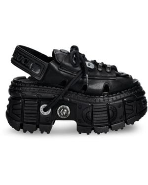 New Rock Lace-Up Platform Sandals - Black