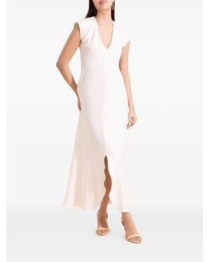 Peter Cohen Scallopped-Hem V-Neck Maxi Dress - White