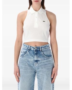 Lacoste Sleeveless Cropped Polo Shirt - Blue