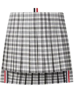 Thom Browne Gunclub Heavy Twill Low-Rise Pleated Mini Skirt - Grey