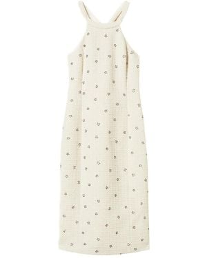 Twinset Floral-Embroidery Midi Dress - White