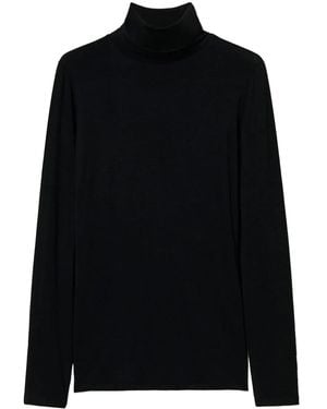 Twinset Logo-Embroidered Roll-Neck Top - Black