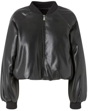 Pinko Cropped Jacket With Shiny Finish And Modern Touch - Black
