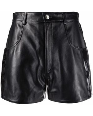 Manokhi High-Waisted Leather Shorts - Black
