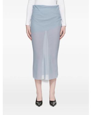 Rier Bias-Draped Midi Skirt - Blue