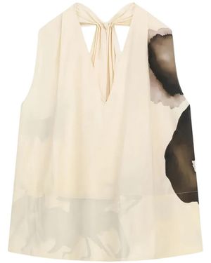 Liviana Conti Blouse Fleurie À Col V - Natural