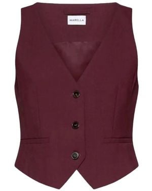 Marella Single-Breasted Sleeveless Waistcoat - Purple