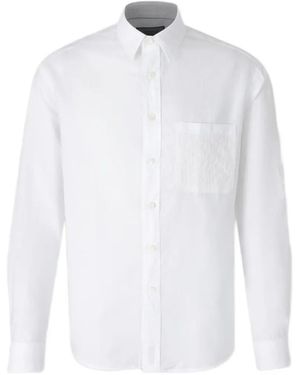 Canali Overhemd Met Geborduurde Zak - Wit
