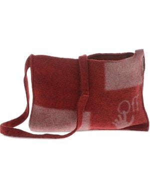Off-White c/o Virgil Abloh Logo-Print Felt Shoulder Bag - Red