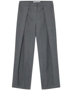 Won Hundred Lulu Pleated Straight-Leg Pants - Gray