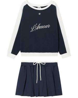 B+ AB Embroidered Skirt Set - Blue