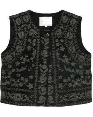 Antik Batik Bertille Floral-Embroidered Gilet - Black