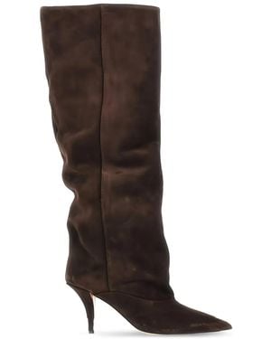 Paris Texas 75mm Ines Slouchy Suede Knee-high Boots - ブラウン