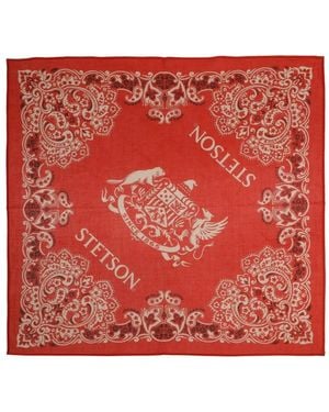 Stetson Paisley-Print Cotton Scarf - Red