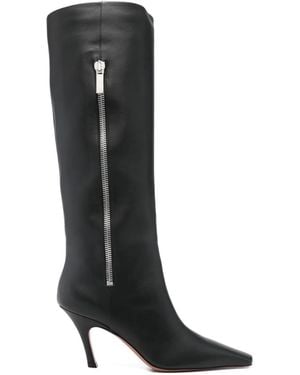 AMINA MUADDI Mona Side-Zip Square-Toe Boots - Black