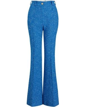 Patou Flared Tweed Trousers - Blue