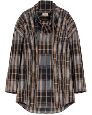 Lemaire Topstitched Striped Blouse - Grey