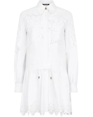 Roberto Cavalli Embroidered-Detail Shirt Dress - White
