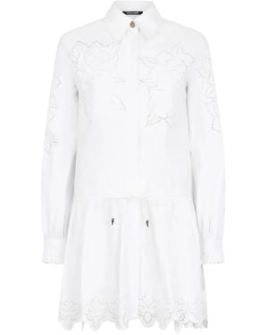 Roberto Cavalli Embroidered-Detail Shirt Dress - White