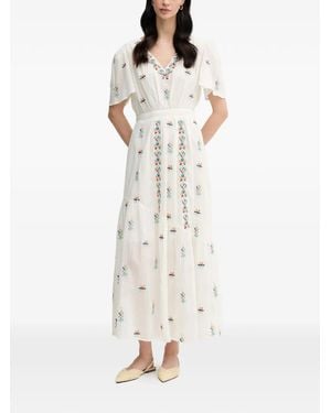 La Petite Francaise Rachele Embroidered V-Neck Maxi Dress - White