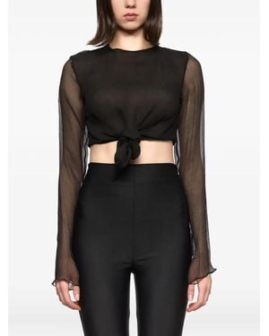Atu Body Couture Haut Noué À Manches Longues - Black