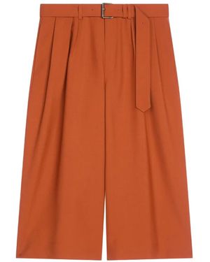 Dries Van Noten Belted Wool Shorts - Orange