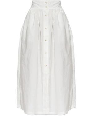 Posse Button-Front Gathered Maxi Skirt - White