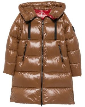 Save The Duck Quilted Hooded Puffer Jacket - Brown