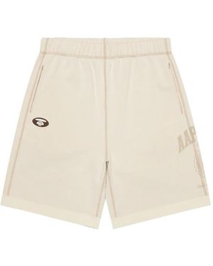 Aape By A Bathing Ape Graphic-Print Track Shorts - Natural