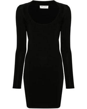 Saint Laurent Ribbed Knit Mini Dress - Black