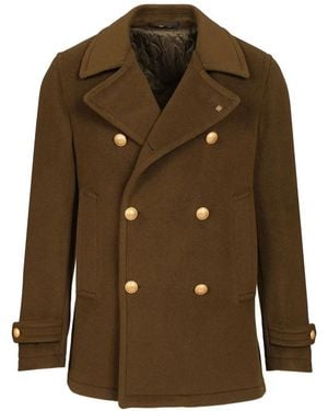 Tagliatore Double-Breasted Wool Pea Coat - Brown