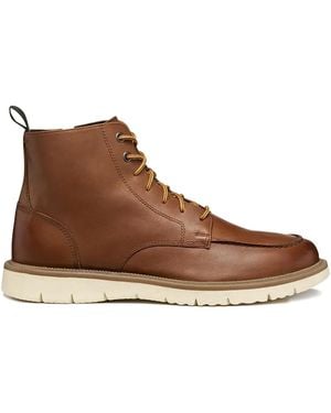 Geox Pove Lace-Up Zip-Up Boots - Brown