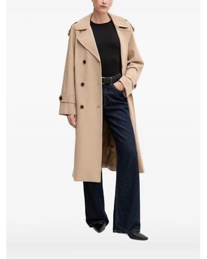 DKNY Double-Breasted Belted Trench Coat - Brown