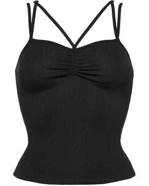 Eres Nadia Cross-Strap Ribbed Tank Top - Black