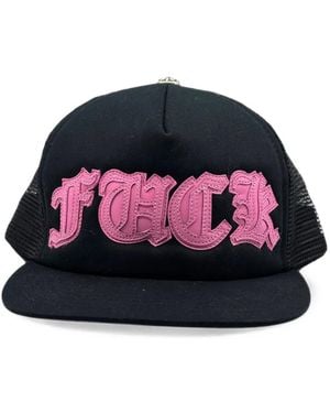 Chrome Hearts Trucker-Baseballkappe Mit Leder-Patch - Schwarz