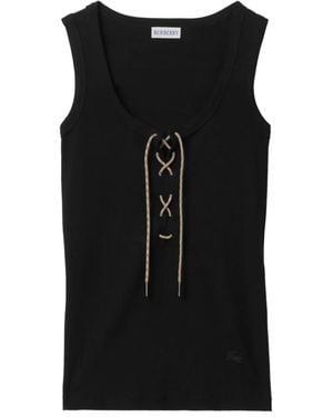 Burberry Lace-Up Tank Top - Black