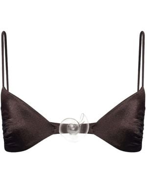 Salt & Wave Aphrodite Shell-Embellished Bikini Top - Brown