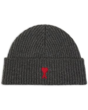Ami Paris Ami De Coeur Wool Beanie - Grey