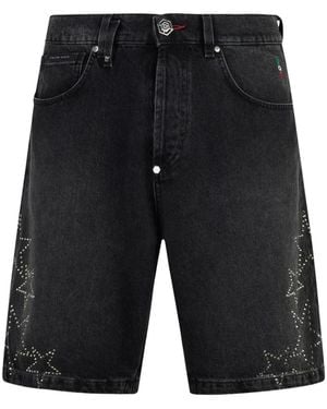 Philipp Plein Stars denim shorts - Negro