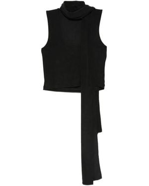 AYA MUSE Rundhals-Bluse mit Schaldetail - Schwarz