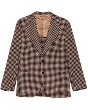 Gabriele Pasini Houndstooth-Pattern Notched-Lapels Jacket - Brown