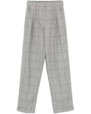 Emporio Armani Chequered Design Pleated Trousers For - Grey