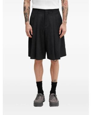 Adererror Pleated Wide-Leg Shorts - Black