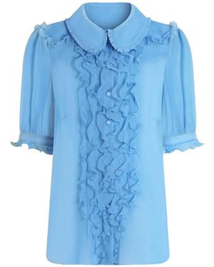 Dolce & Gabbana Silk Chiffon Shirt - Blue