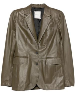 Tagliatore Leather Single-Breasted Jacket - Green