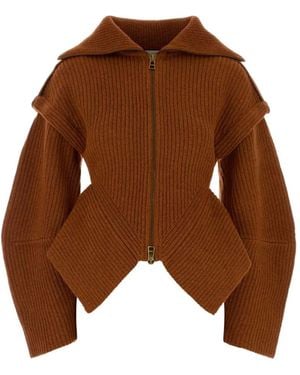 Zimmermann Maglione A Coste Con Zip - Marrone
