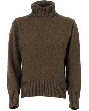 Kangra Rollkragenpullover mit geripptem Saum - Grün