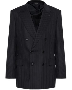 Tom Ford Double-Breasted Pinstripe Blazer - Blue